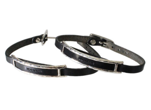 シルバー925 レザーブレスレット ブラックシルバー/SV925/銀/レザー/革/皮/黒/腕輪/バングル/男女共用/berangkat/ブランカ/ファッション/...