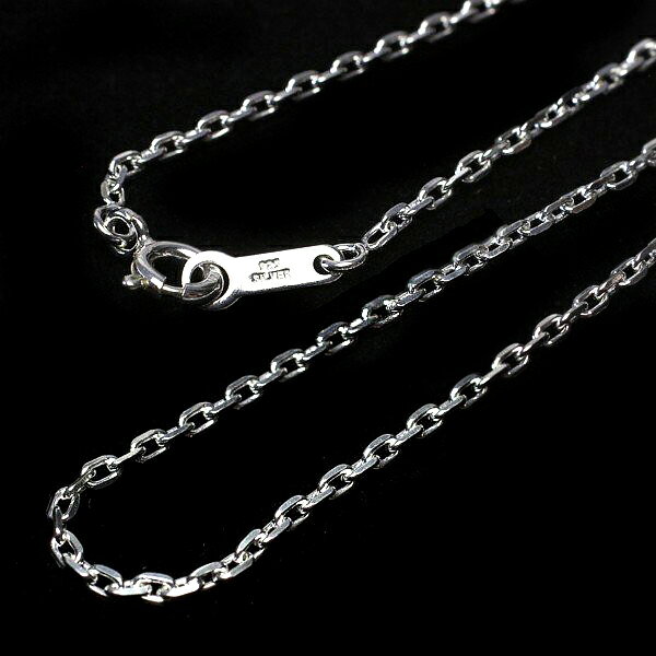 高品質！シルバー925ネックレスチェーン　あずき4面カット　幅約1.6mm（線径0.5mm）　40cm・45cm・50cm/メッキ/コーティング/シルバー/チェーン/鎖/銀/小豆/SV925/ゴールド/ピンクゴールド/ブラック