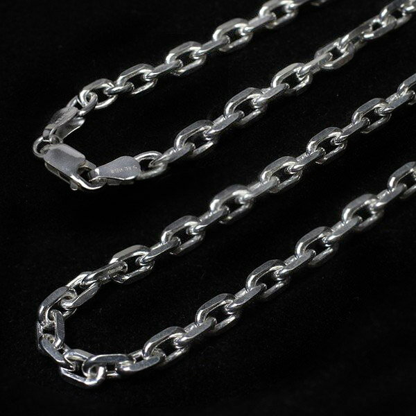 高品質！シルバー925ネックレスチェーン　あずき4面カット　幅約3.2mm（線径1.0mm）　40cm・45cm・50cm・60cm/メッキ/コーティング/シルバー/チェーン/鎖/銀/小豆/SV925/ゴールド/ピンクゴールド/ブラック