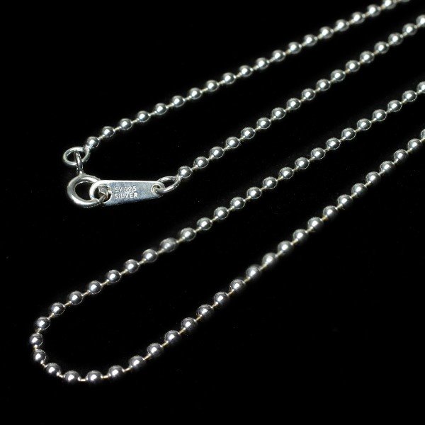 高品質！シルバー925ネックレスチェーン　ボール　線径2.0mm　40cm・45cm・50cm・60cm/メッキ/コーティング/シルバー/チェーン/鎖/銀/小豆/SV925/ゴールド/ピンクゴールド/ブラック