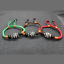 HAPPY STATIONで買える「【★ネコポス送料無料★】【フリーサイズ!サイズ調整できます】御守 天珠 紐ブレスレット 双虎牙(つやなし」の画像です。価格は1,100円になります。