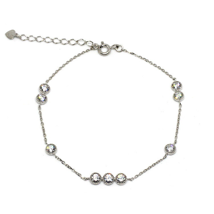 樂天商城 - シルバー925　キュービックジルコニア チェーンブレスレット 3連キュービックアジャスター付き/チェーン/腕輪/ゴールド/ピンクゴールド/華奢/細め/プレゼント/ギフト/SV/楽ギフ_包装