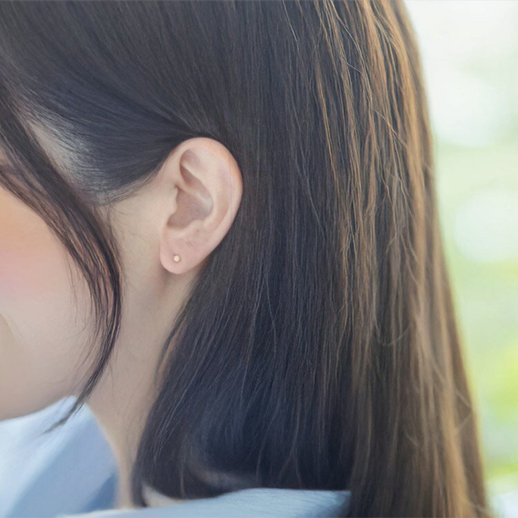【K10 10金】スターダスト 丸玉スタッドピアス 3mm｜地金 ゴールド ピアス 小さめ フラッシュボール風 キラキラ 両耳用｜セカンドピアス・普段使い・プレゼントに◎｜日本製｜楽ギフ_包装