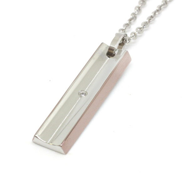 ステンレス スチール シンプル プレート ペンダント 40cm キュービックジルコニア ステンレス ネックレス ペンダント プレート タイプ CZ 楽ギフ_包装