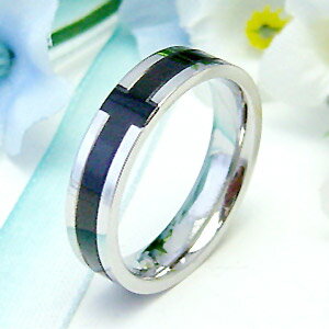 大人気リング ステンレス ペアリング クロス ブラック＆ピンク マリッジ 記念リング 楽ギフ_包装