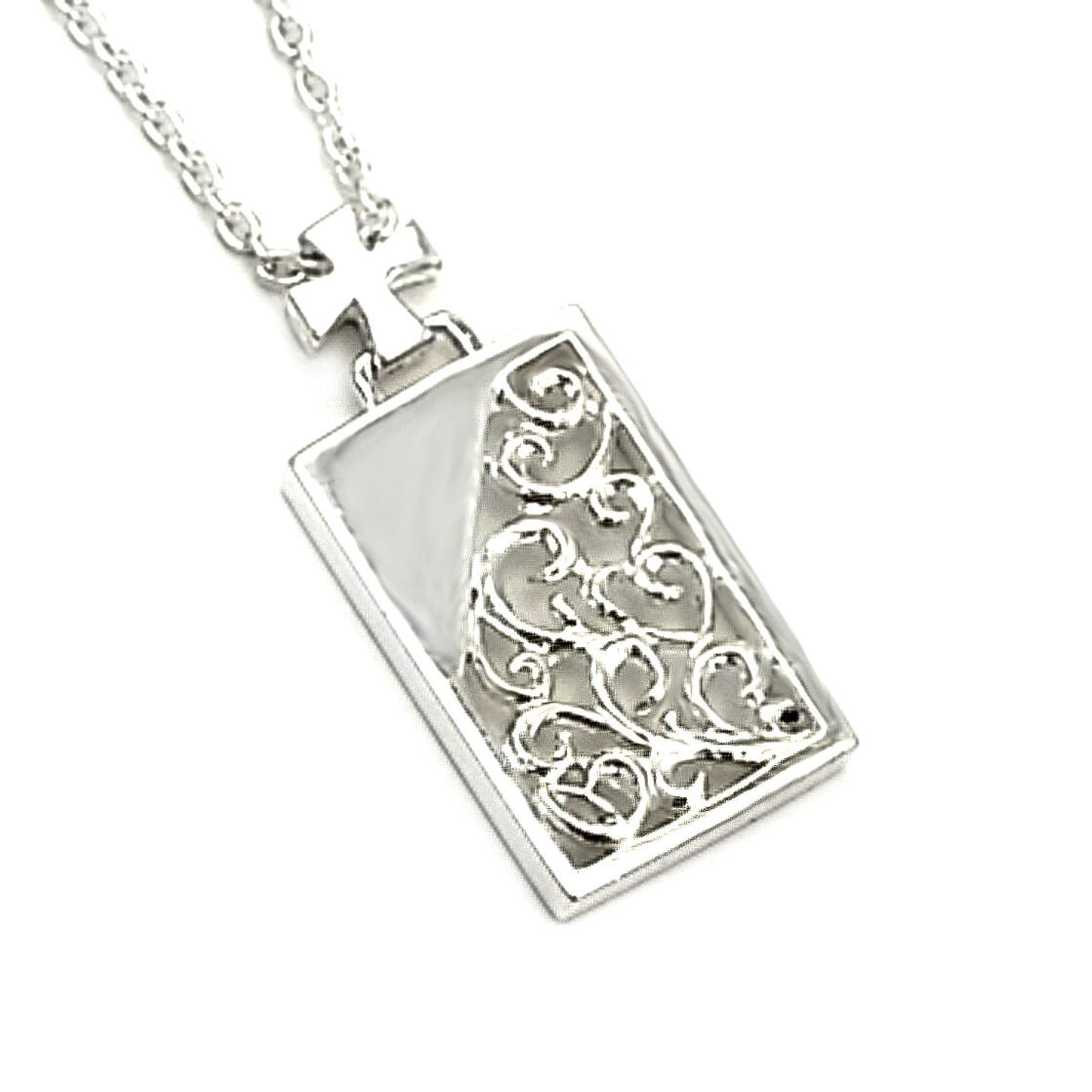 シルバー925 十字架と唐草模様のデザインペンダント50cm/楽ギフ_包装