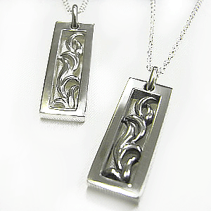 ペア割引シルバー925 スクエア葉のデザインペンダント/楽ギフ_包装