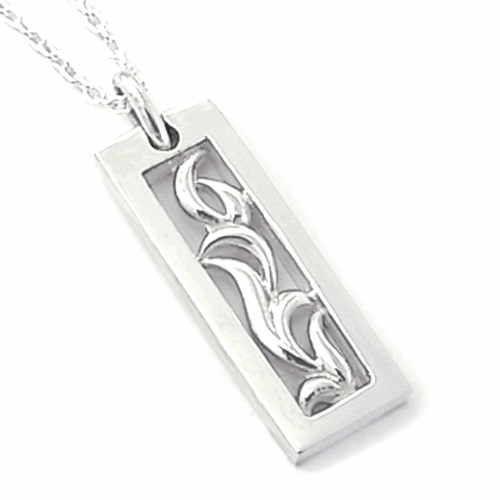 シルバー925 スクエア葉のデザインペンダント40cm/楽ギフ_包装