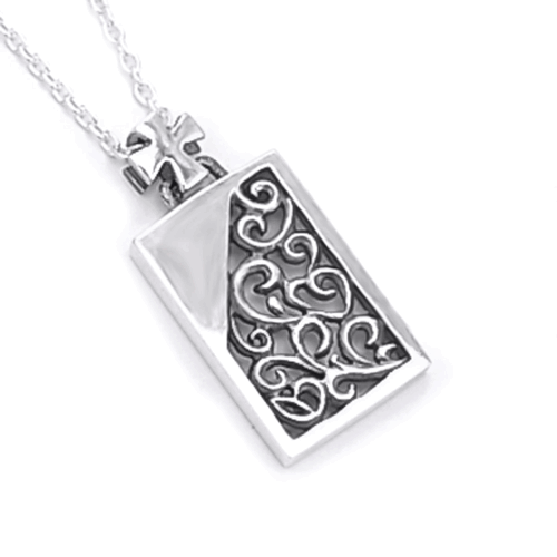 シルバー925 十字架と唐草模様のデザインペンダント50cmいぶし銀/楽ギフ_包装