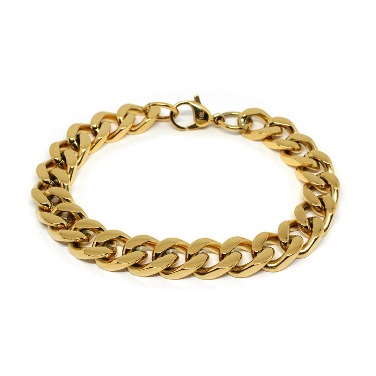 ステンレス製 喜平チェーンブレスレット 幅約10mm 約21cm ゴールド/シルバー　/キヘイ　メンズ　男性　金　銀　シルバー色　アレルギー対応　太めチェーン　鎖　楽ギフ_包装