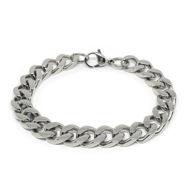 ステンレス製 喜平チェーンブレスレット 幅約10mm 約21cm ゴールド/シルバー　/キヘイ　メンズ　男性　金　銀　シルバー色　アレルギー対応　太めチェーン　鎖　楽ギフ_包装