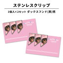ステンレス クリップ ダックスフンド(黒)柄 3個×2セット マネークリップ しおり ブックマーカー アートクリップ 文房具 文具 入学 記念 記念品 卒業 祝...