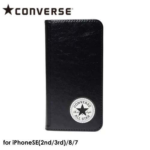 CONVERSE Uncle Patch PU Leather Book Type Case BLACK コンバース 手帳型 アイフォンケース iphoneケース スマホケース オールスター CANVAS ALL STAR 4589676561993