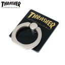 【あす楽、土日、祝日発送】THRASHER スラッシャー HOME TOWN Logo Smart Phone Ring BLK/WHT スマホリング バンカーリング 落下防止 4589676562617