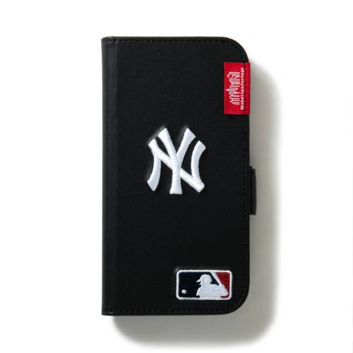 【あす楽 土日 祝日発送】Manhattan Portage MLB Embroidery Book Type Case NYY BLACK【iPhone 14/13兼用】 マンハッタンポーテージ 手帳型ケース スマホケース ストリート ブランド カード入れ スタンド 4589676566332 【正規販売店】