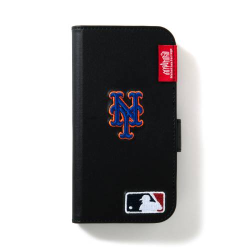 【あす楽 土日 祝日発送】Manhattan Portage MLB Embroidery Book Type Case NYM BLACK【iPhone 14/13兼用】 マンハッタンポーテージ 手帳型ケース スマホケース ストリート ブランド カード入れ スタンド 4589676566356 【正規販売店】