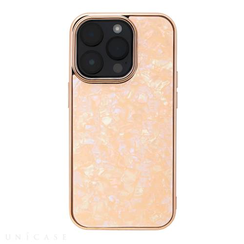 UNiCASE iPhone14 Pro ケース Glass Shell Case (コーラルピンク) シェル風 背面 強化ガラス ハードケース 4573558550717