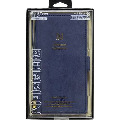Rakuten - 【あす楽、土日、祝日発送】【送料無料】NATURAL design マルチタイプ手帳型ケース L-size Style Natural Blue