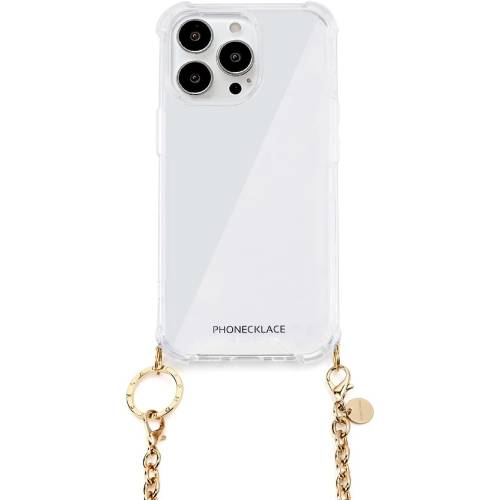 Rakuten - 【あす楽、土日、祝日発送】【送料無料】PHONECKLACE チェーンショルダーストラップ付きクリアケース for iPhone 14 Pro Max ゴールド