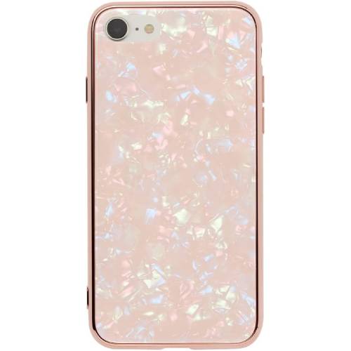 【あす楽、土日、祝日発送】【送料無料】UNiCASE iPhoneSE(第3/2世代)/8/7 ケース Glass Shell Case (coral pink) シェル風 背面 強化ガラス ハードケース