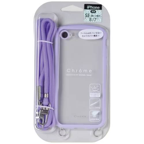 NATURAL design iPhoneSE(第2、第3世代)/8/7専用背面型ケース Chrome-CLEAR ショルダーストラップセット Lavender 4573491418716