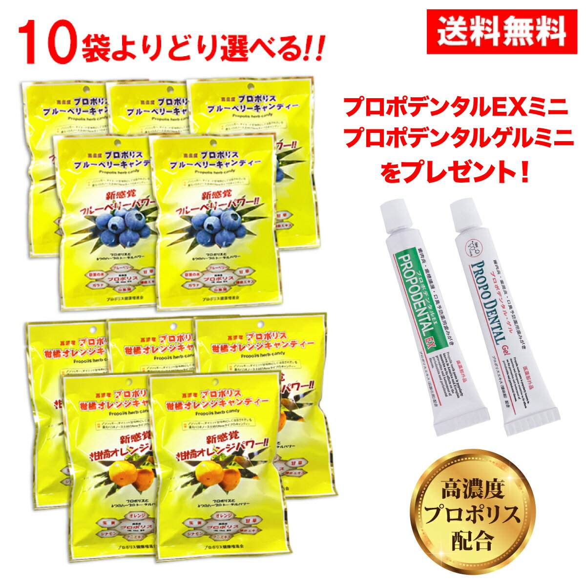 プロポリスキャンディー ノンシュガー 高濃度配合 プロポリス 高濃度配合 のど飴 のどあめ のど甜 『プロポリスキャンディー よりどり10袋おまけ付き』 ノンシュガー 砂糖不使用 プロポリスキャンディ