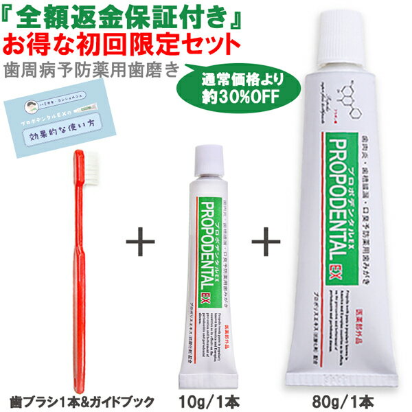 〔送料無料〕〔1家族様1セット限り〕『初回限定お試しセット　プロポデンタル EX』（EXミニ、歯科医院専用歯ブラシプレゼント）気になる口臭・お口のねばつき・歯周病対策に！プロポリス　歯磨き粉　歯周病　歯磨き粉　口臭予防　口臭対策