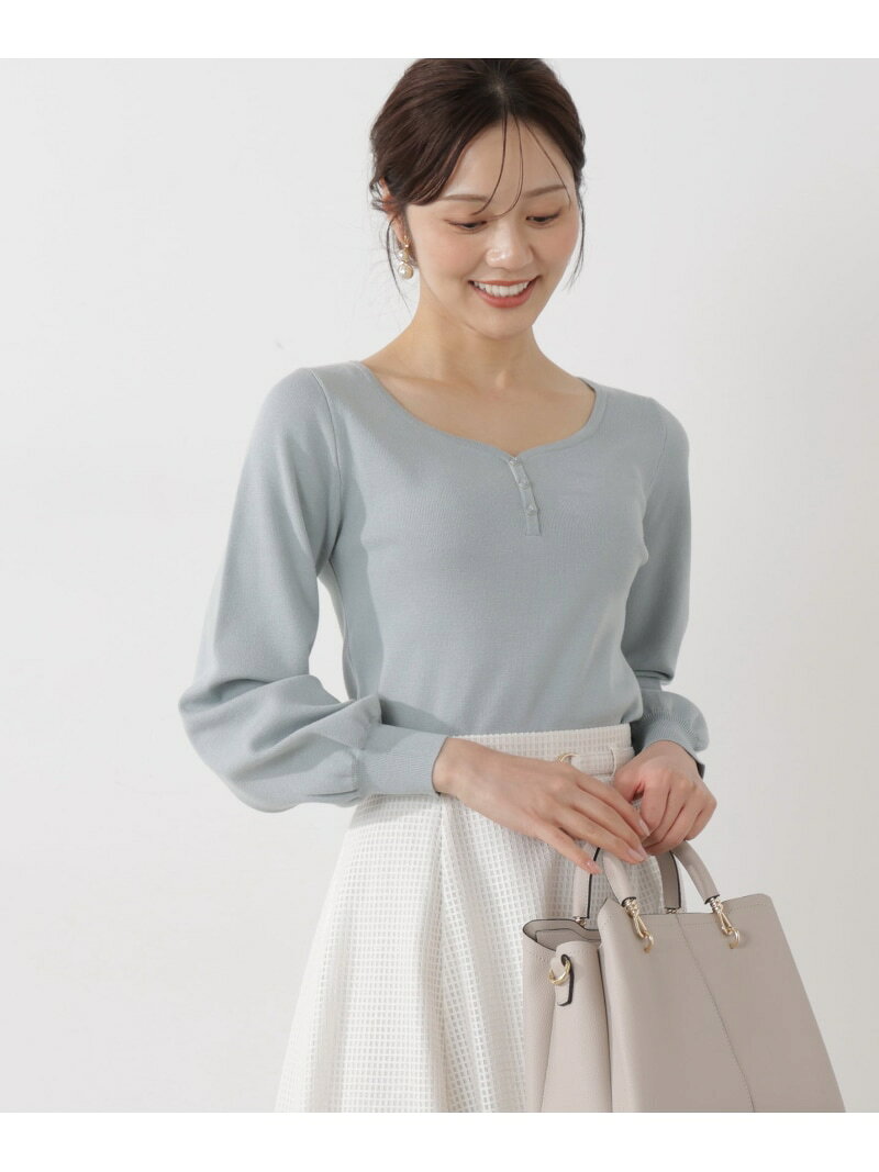 Rakuten - 【SALE／10%OFF】＜ウォッシャブル/UV＞釦付きハートネック総針ニット PROPORTION BODY DRESSING プロポーションボディドレッシング トップス ニット ベージュ グリーン イエロー【RBA_E】【送料無料】[Rakuten Fashion]