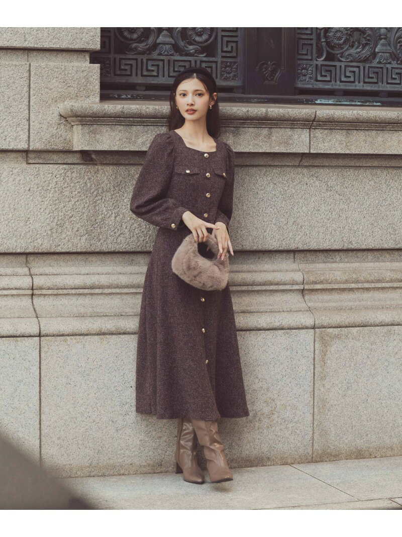 フロント釦ツイードワンピース 25AW PROPORTION BODY DRESSING プロポーションボディドレッシング ワンピース・ドレス ワンピース ブラウン ブラック グレー【送料無料】[Rakuten Fashion]のサムネイル