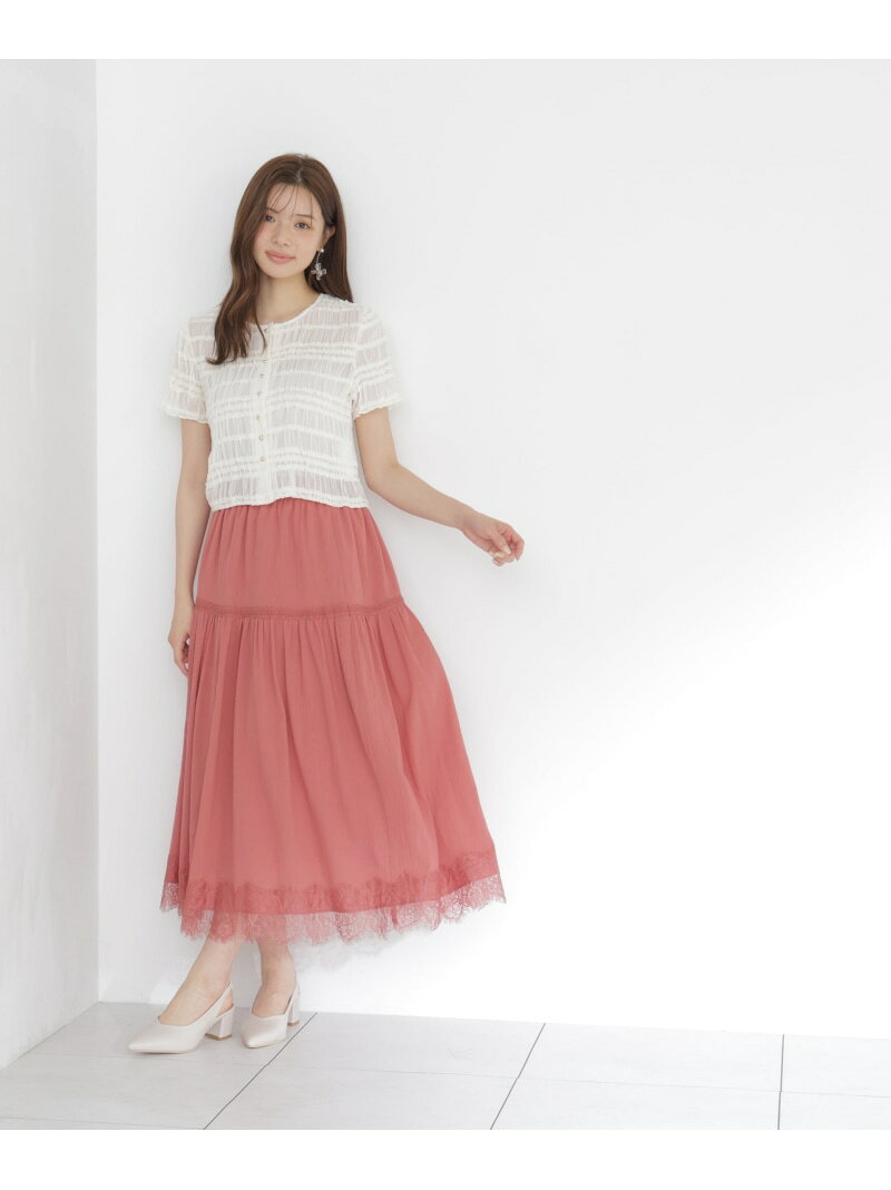 乐天商城 - レース切り替えティアードスカート PROPORTION BODY DRESSING プロポーションボディドレッシング スカート その他のスカート ブラック ピンク【先行予約】*【送料無料】[Rakuten Fashion]