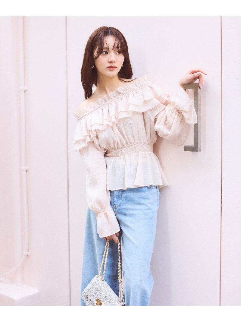 Rakuten - 【SALE／30%OFF】＜ウォッシャブル＞《EDIT COLOGNE》オフショルシアーシャーリングブラウス 26SS PROPORTION BODY DRESSING プロポーションボディドレッシング トップス シャツ・ブラウス ベージュ グレー【RBA_E】【送料無料】[Rakuten Fashion]