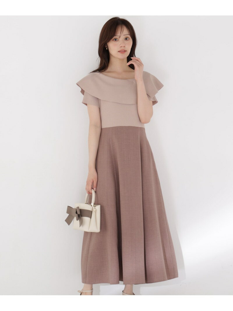 ケープニットドッキングワンピース PROPORTION BODY DRESSING プロポーションボディドレッシング ワンピース・ドレス ワンピース ブラウン ブラック*