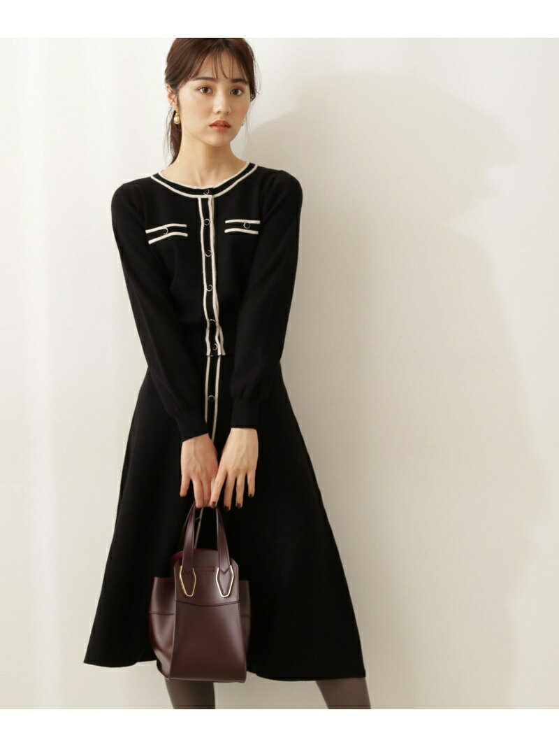 【SALE／10%OFF】｜美人百花12月号掲載｜バイカラーニットセットアップ PROPORTION BODY DRESSING プロポーションボディドレッシング ワンピース・ドレス その他のワンピース・ドレス ホワイト ブラック【RBA_E】【送料無料】[Rakuten Fashion]