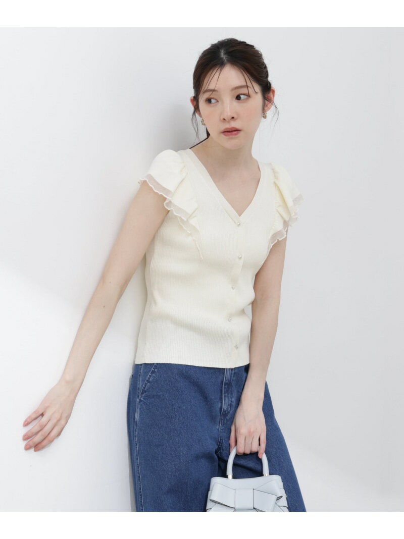 部分シアーラッフルニット 26SS PROPORTION BODY DRESSING プロポーションボディドレッシング トップス ニット ブラック イエロー ベージュ