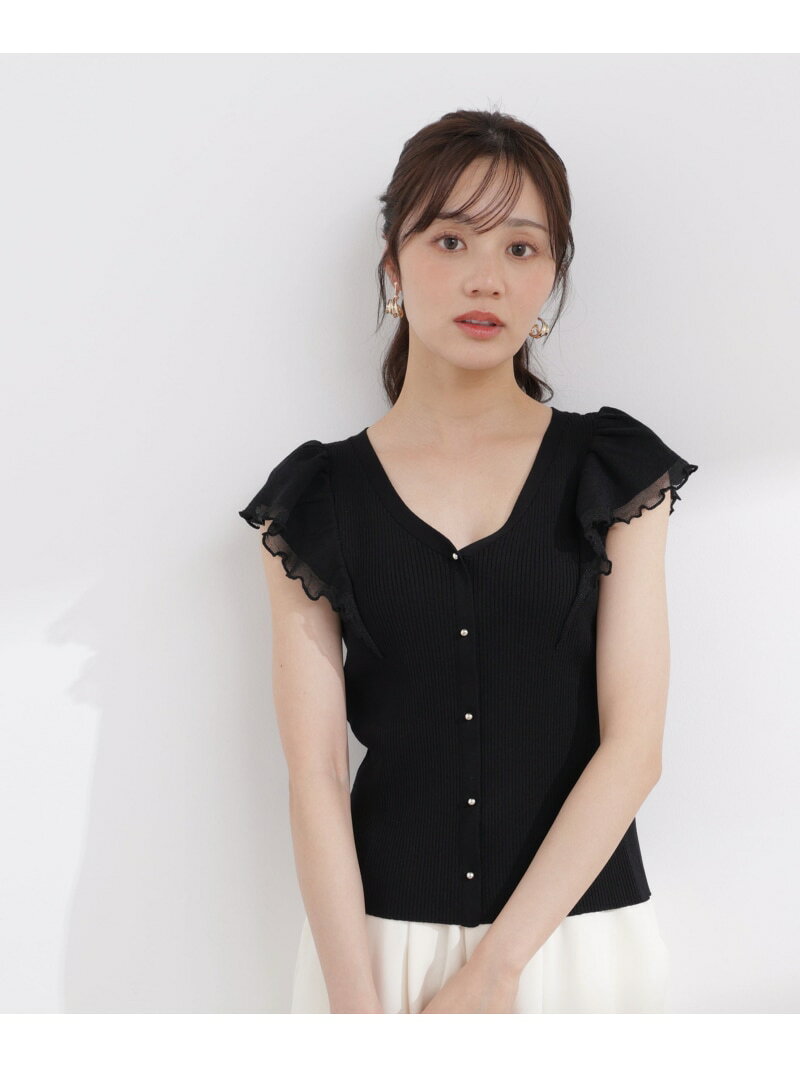 Rakuten - 部分シアーラッフルニット 26SS PROPORTION BODY DRESSING プロポーションボディドレッシング トップス ニット ブラック イエロー ベージュ【送料無料】[Rakuten Fashion]