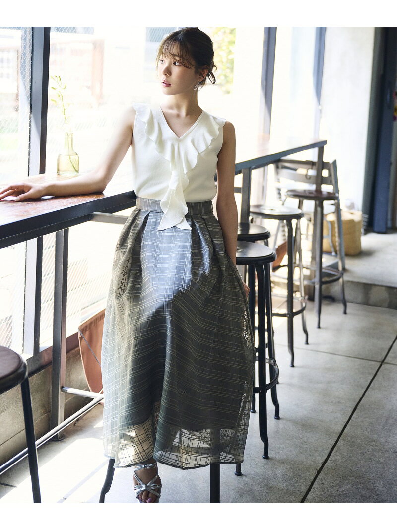 【SALE／30%OFF】＜中川紅葉さん着用＞シアーチェックタックスカート PROPORTION BODY DRESSING プロポーションボディドレッシング スカート その他のスカート グレー ブラック【RBA_E】【送料無料】[Rakuten Fashion] proportionbodydressing-10008375 PROPORTION BODY DRESSING サンプル画像3