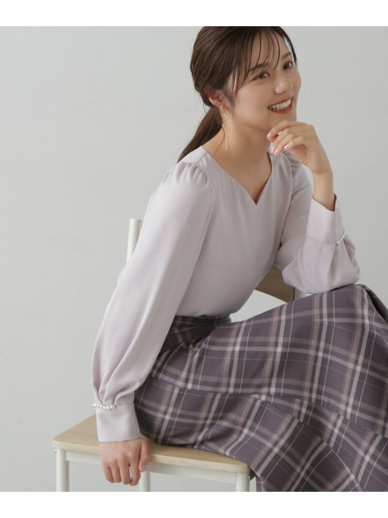 【SALE／30%OFF】ハートカットカフスパールブラウス PROPORTION BODY DRESSING プロポーションボディドレッシング トップス シャツ・ブラウス パープル ブラック ホワイト【RBA_E】【送料無料】[Rakuten Fashion]のサムネイル