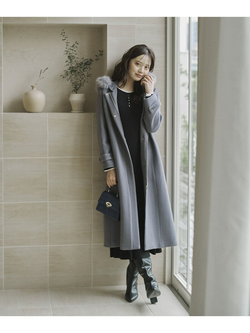 モッサフードフェイクファーロングコート 25AW PROPORTION BODY DRESSING プロポーションボディドレッシング ジャケット・アウター その他のジャケット・アウター ブラック ベージュ グレー【送料無料】[Rakuten Fashion]