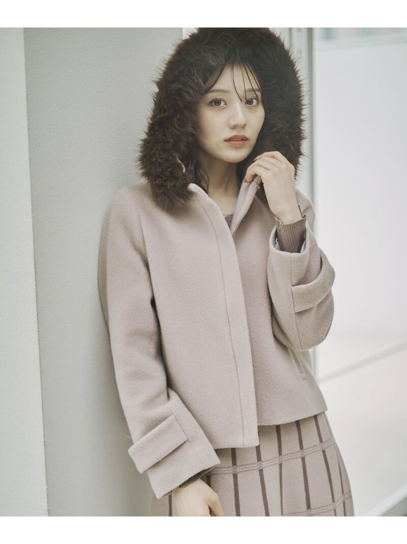 モッサフードフェイクファーショートコート 25AW PROPORTION BODY DRESSING プロポーションボディドレッシング ジャケット・アウター ブルゾン・ジャンパー ブラック ベージュ【送料無料】[Rakuten Fashion]