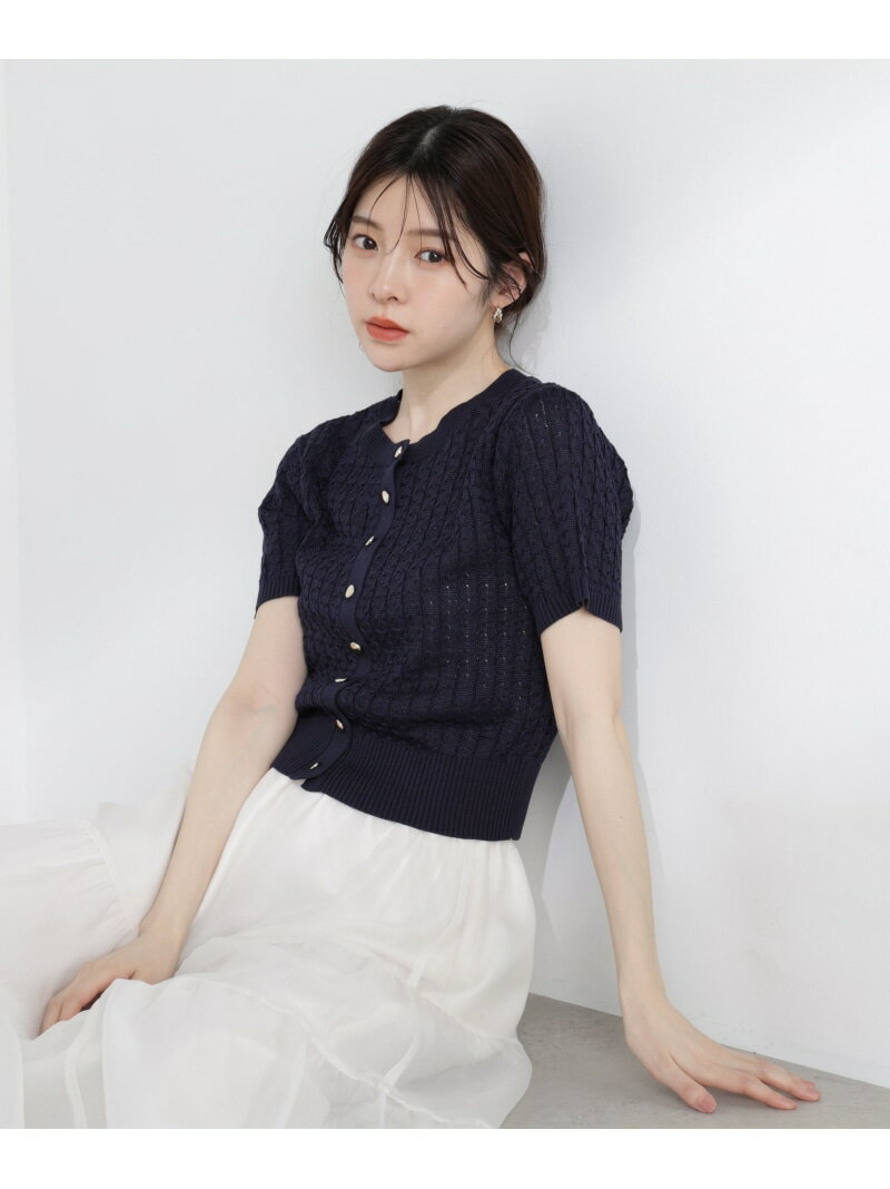 Rakuten - ＜a/mie＞シルク混サマーケーブルニット PROPORTION BODY DRESSING プロポーションボディドレッシング トップス ニット ネイビー レッド ピンク イエロー ホワイト【送料無料】[Rakuten Fashion]