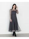 キャミ付きチュールワンピース PROPORTION BODY DRESSING プロポーションボディドレッシング ワンピース・ドレス ワンピース グレー ベージ...