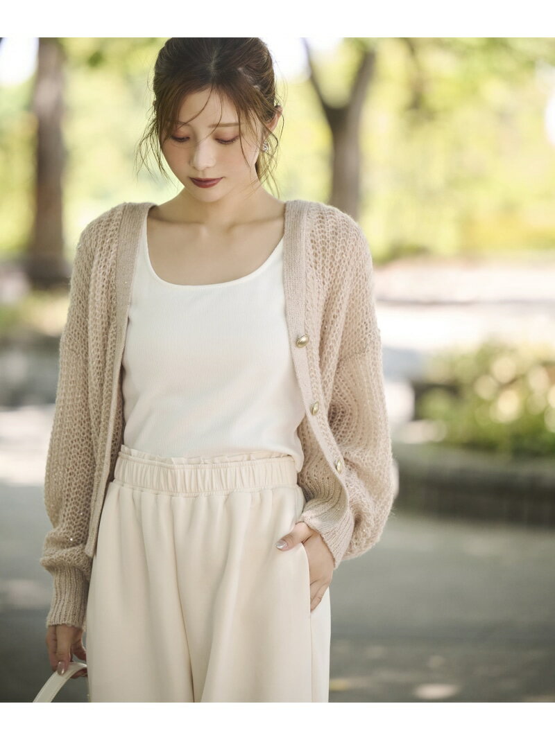 スパンコール透かし編み2wayカーディガン PROPORTION BODY DRESSING プロポーションボディドレッシング トップス カーディガン グレー ベージュ【送料無料】[Rakuten Fashion]のサムネイル