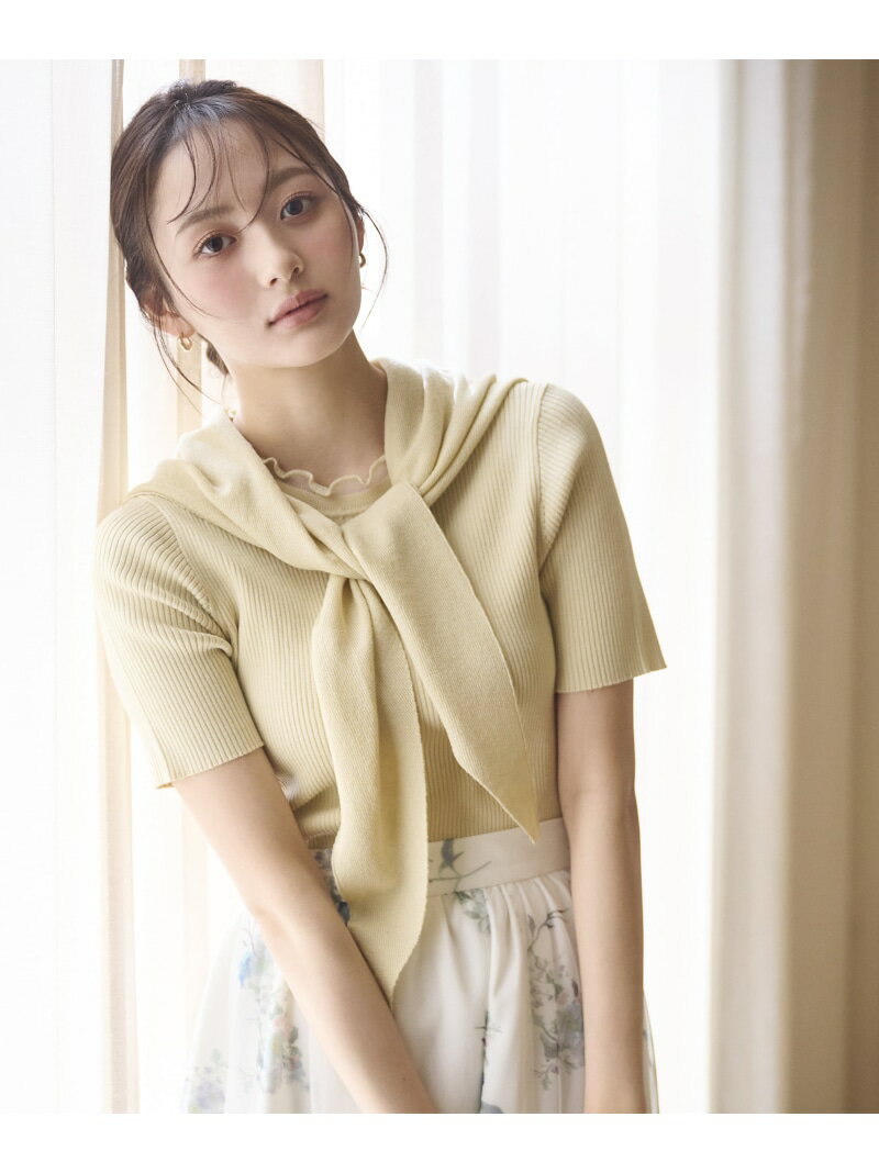 Rakuten - トライアングルスカーフ付きニット 26SS PROPORTION BODY DRESSING プロポーションボディドレッシング トップス ニット ベージュ イエロー【送料無料】[Rakuten Fashion]