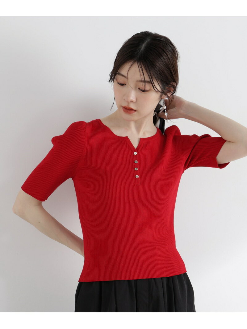 ヘンリーネックニット 26SS PROPORTION BODY DRESSING プロポーションボディドレッシング トップス ニット レッド ベージュ グレー ブラック
