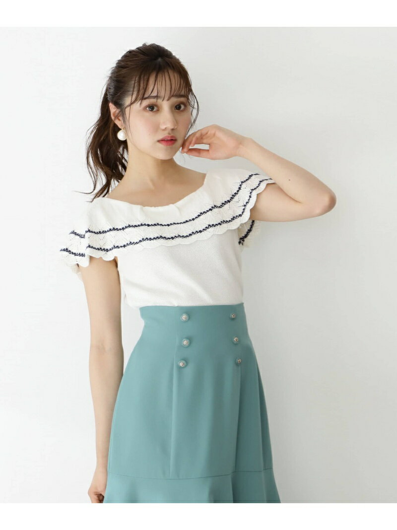 【SALE／50%OFF】＜EDIT COLOGNE＞クロシェケープニット PROPORTION BODY DRESSING プロポーションボディドレッシング トップス ニット ホワイト レッド ネイビー【RBA_E】[Rakuten Fashion]のサムネイル