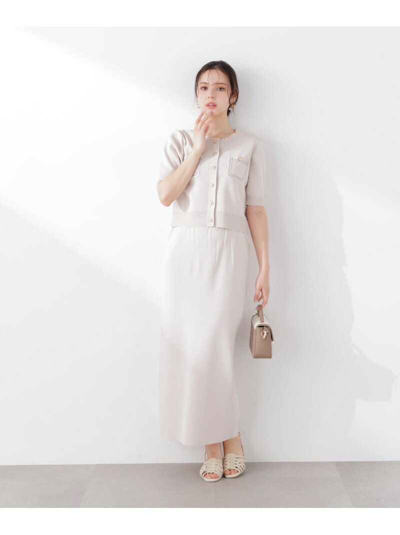 Rakuten - ＜a/mie＞ステッチニットSETUP 26SS PROPORTION BODY DRESSING プロポーションボディドレッシング ワンピース・ドレス ワンピース グレー ネイビー ピンク【送料無料】[Rakuten Fashion]