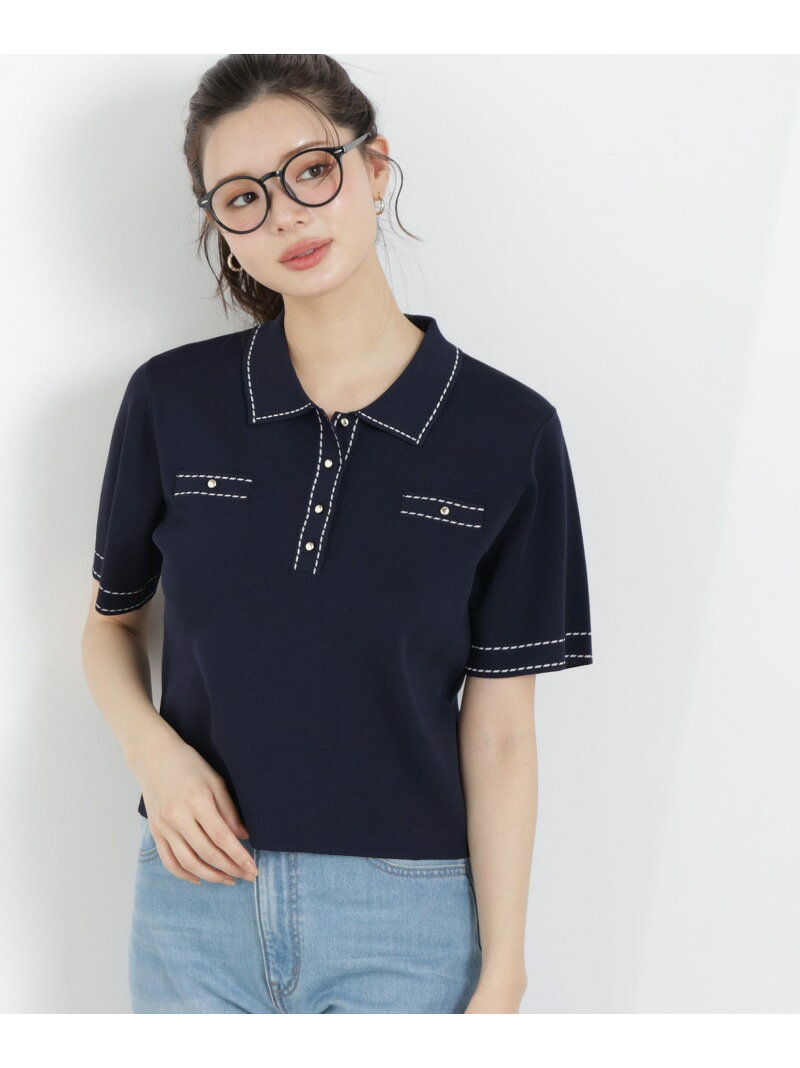 Rakuten - ＜UV＞衿付きステッチラインニット 26SS PROPORTION BODY DRESSING プロポーションボディドレッシング トップス ニット ネイビー パープル ベージュ【送料無料】[Rakuten Fashion]