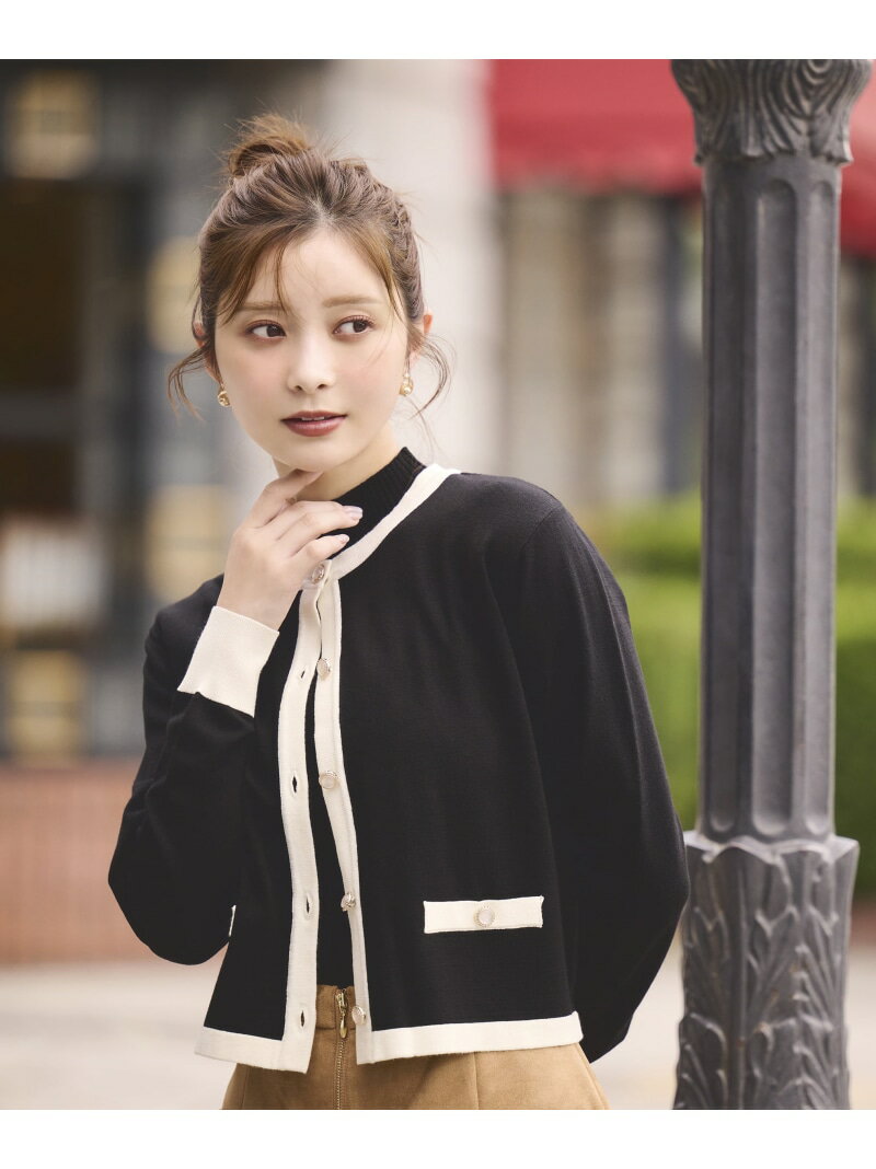 ＜ハンドウォッシャブル＞ニュアンス釦ニットアンサンブル PROPORTION BODY DRESSING プロポーションボディドレッシング トップス ニット ブラック ピンク【送料無料】[Rakuten Fashion]のサムネイル