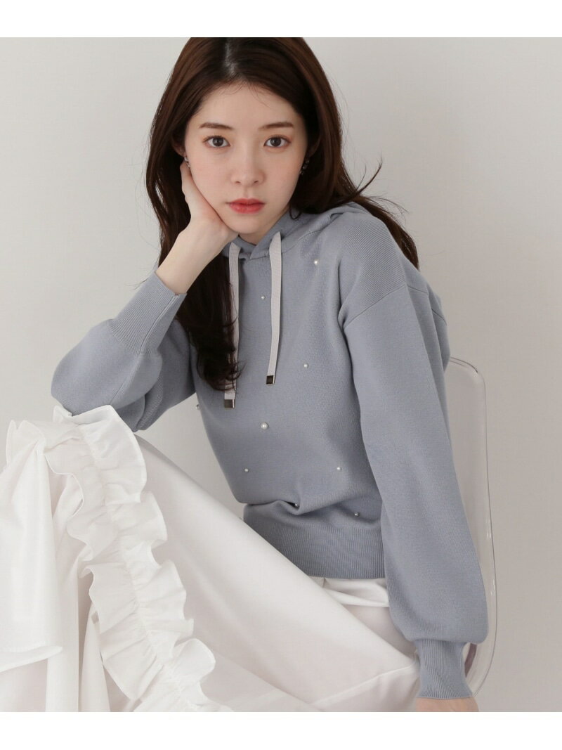 【SALE／50%OFF】パール調ニットパーカー PROPORTION BODY DRESSING プロポーションボディドレッシング トップス ニット グレー ブルー ピンク【RBA_E】【送料無料】[Rakuten Fashion]