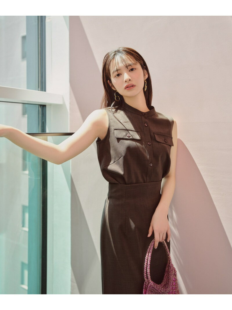 【SALE／50%OFF】ベーシックフロント釦ノースリブラウス PROPORTION BODY DRESSING プロポーションボディドレッシング トップス シャツ・ブラウス ベージュ ブラウン【RBA_E】[Rakuten Fashion]のサムネイル